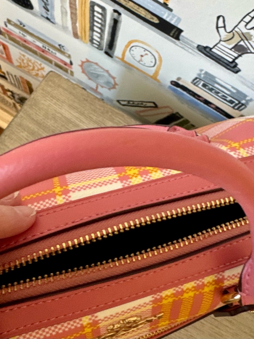 Coach Garden Plaid Rowan Top Handle Satchel/Crossbody in TAffy LIMITED EDITION - Picture 12 of 16